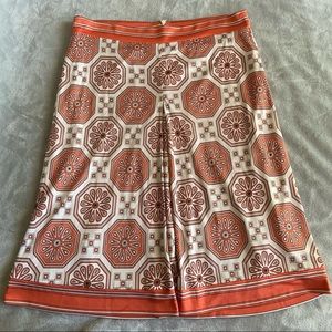 Trina Turk Silk Patterned Knee Length Midi Skirt